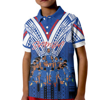 Toa Samoa Siva Tau Kid Polo Shirt Royal Blue Chevron Geometric Heritage LT9 Kid Blue - Polynesian Pride