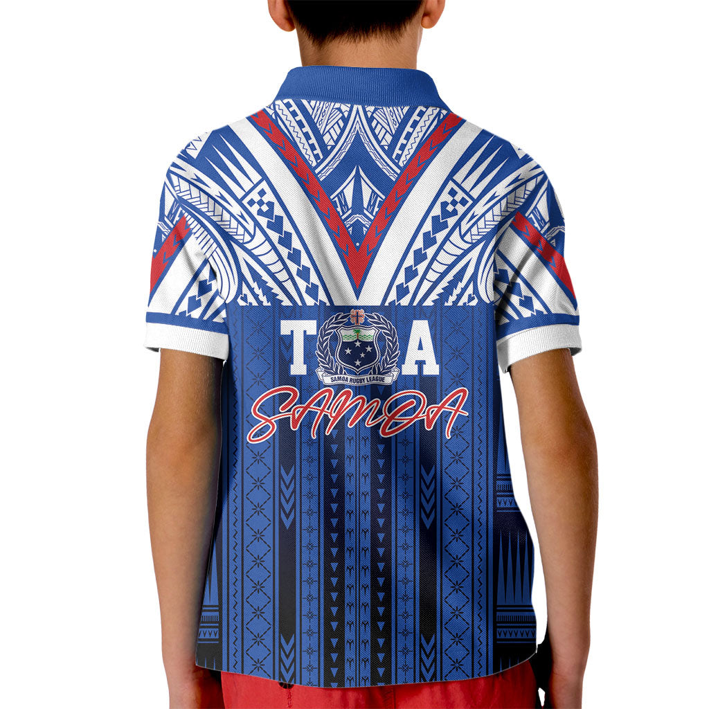 Toa Samoa Siva Tau Kid Polo Shirt Royal Blue Chevron Geometric Heritage LT9 - Polynesian Pride