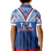 Toa Samoa Siva Tau Kid Polo Shirt Royal Blue Chevron Geometric Heritage LT9 - Polynesian Pride