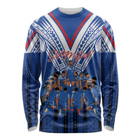 Toa Samoa Siva Tau Long Sleeve Shirt Royal Blue Chevron Geometric Heritage LT9 Unisex Blue - Polynesian Pride