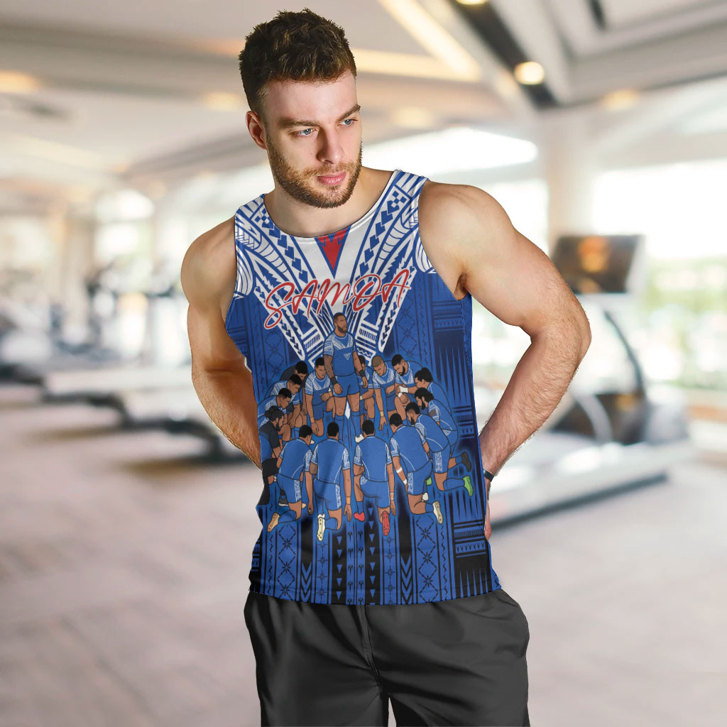 Toa Samoa Siva Tau Men Tank Top Royal Blue Chevron Geometric Heritage LT9 Blue - Polynesian Pride