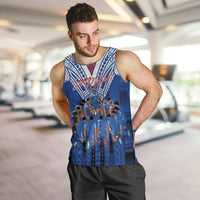 Toa Samoa Siva Tau Men Tank Top Royal Blue Chevron Geometric Heritage LT9 Blue - Polynesian Pride