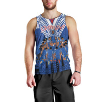 Toa Samoa Siva Tau Men Tank Top Royal Blue Chevron Geometric Heritage LT9 - Polynesian Pride