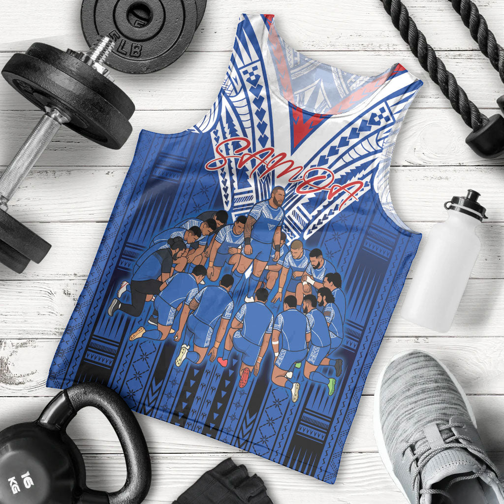 Toa Samoa Siva Tau Men Tank Top Royal Blue Chevron Geometric Heritage LT9 - Polynesian Pride