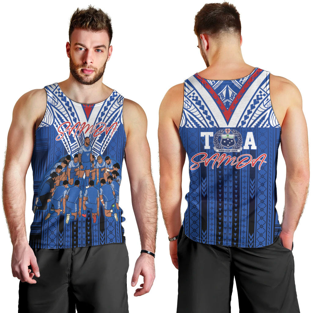 Toa Samoa Siva Tau Men Tank Top Royal Blue Chevron Geometric Heritage LT9 - Polynesian Pride