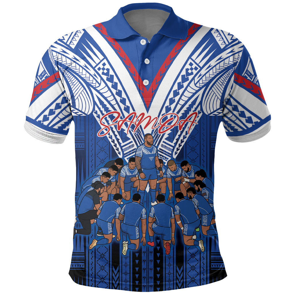 Toa Samoa Siva Tau Polo Shirt Royal Blue Chevron Geometric Heritage LT9 Blue - Polynesian Pride
