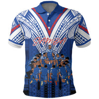 Toa Samoa Siva Tau Polo Shirt Royal Blue Chevron Geometric Heritage LT9 Blue - Polynesian Pride