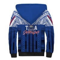Toa Samoa Siva Tau Sherpa Hoodie Royal Blue Chevron Geometric Heritage LT9 - Polynesian Pride