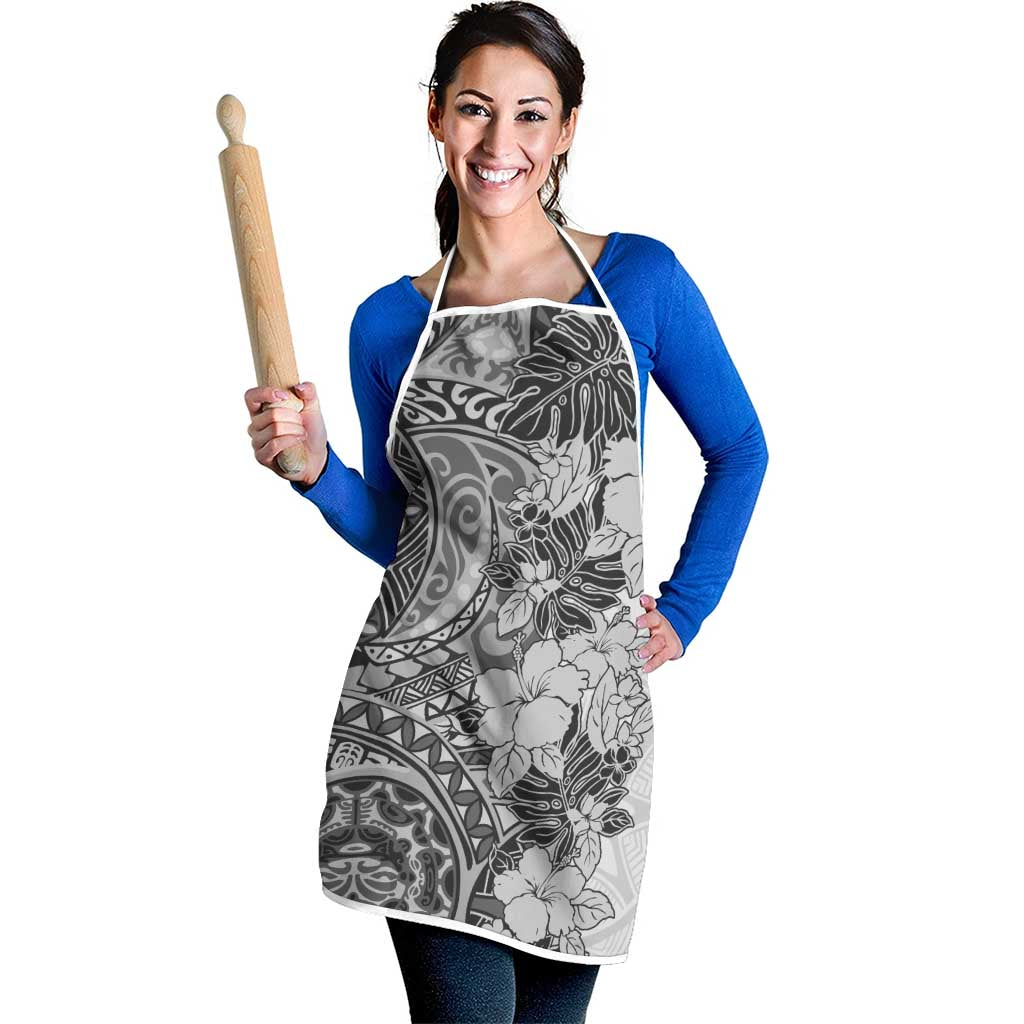 Polynesia Apron Hibiscus Hawaiian Tribal Tattoo Retro Gray - Polynesian Pride