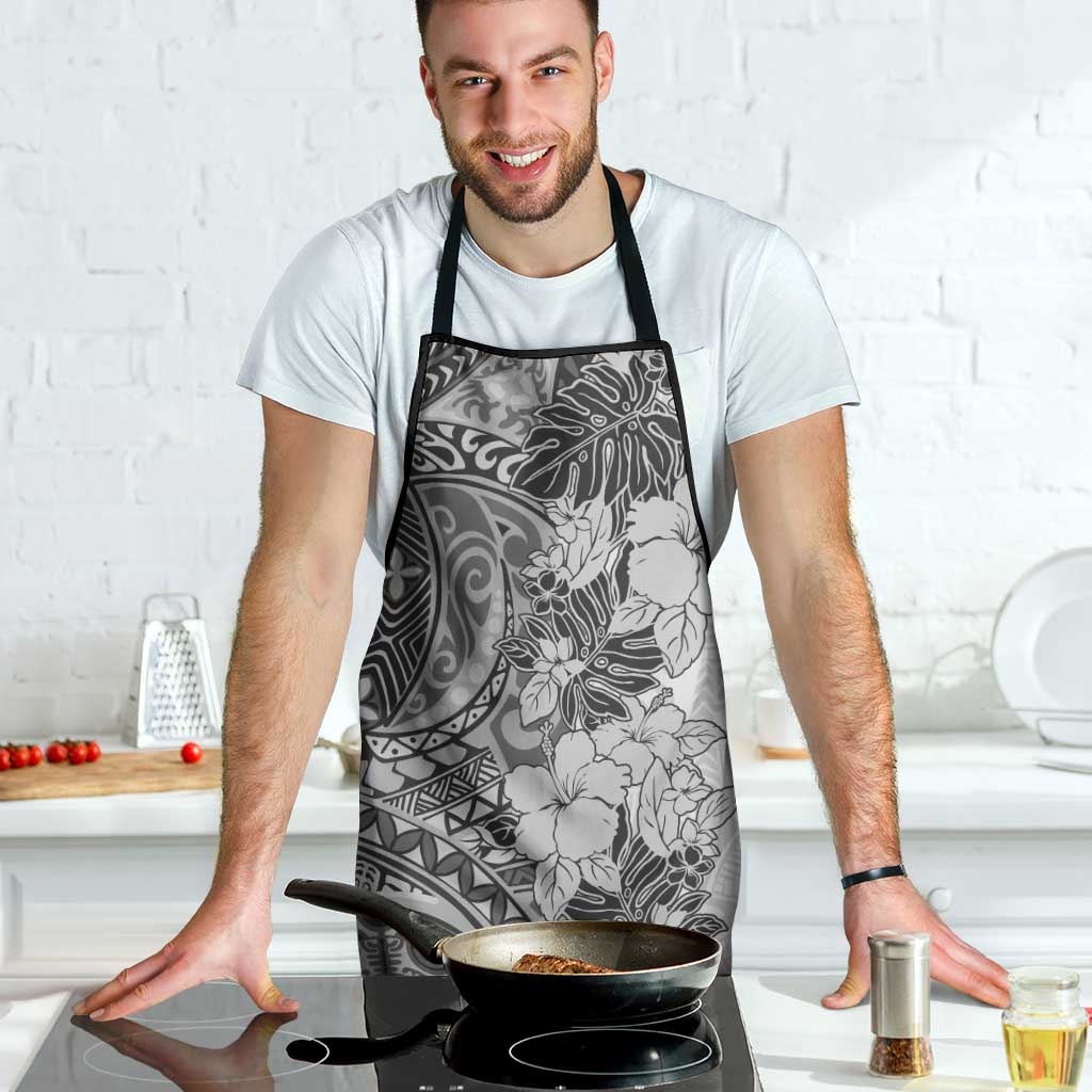 Polynesia Apron Hibiscus Hawaiian Tribal Tattoo Retro Gray - Polynesian Pride