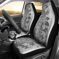 Polynesia Car Seat Cover Hibiscus and Hawaiian Tribal Tattoo Retro Style Gray Color LT9 - Polynesian Pride