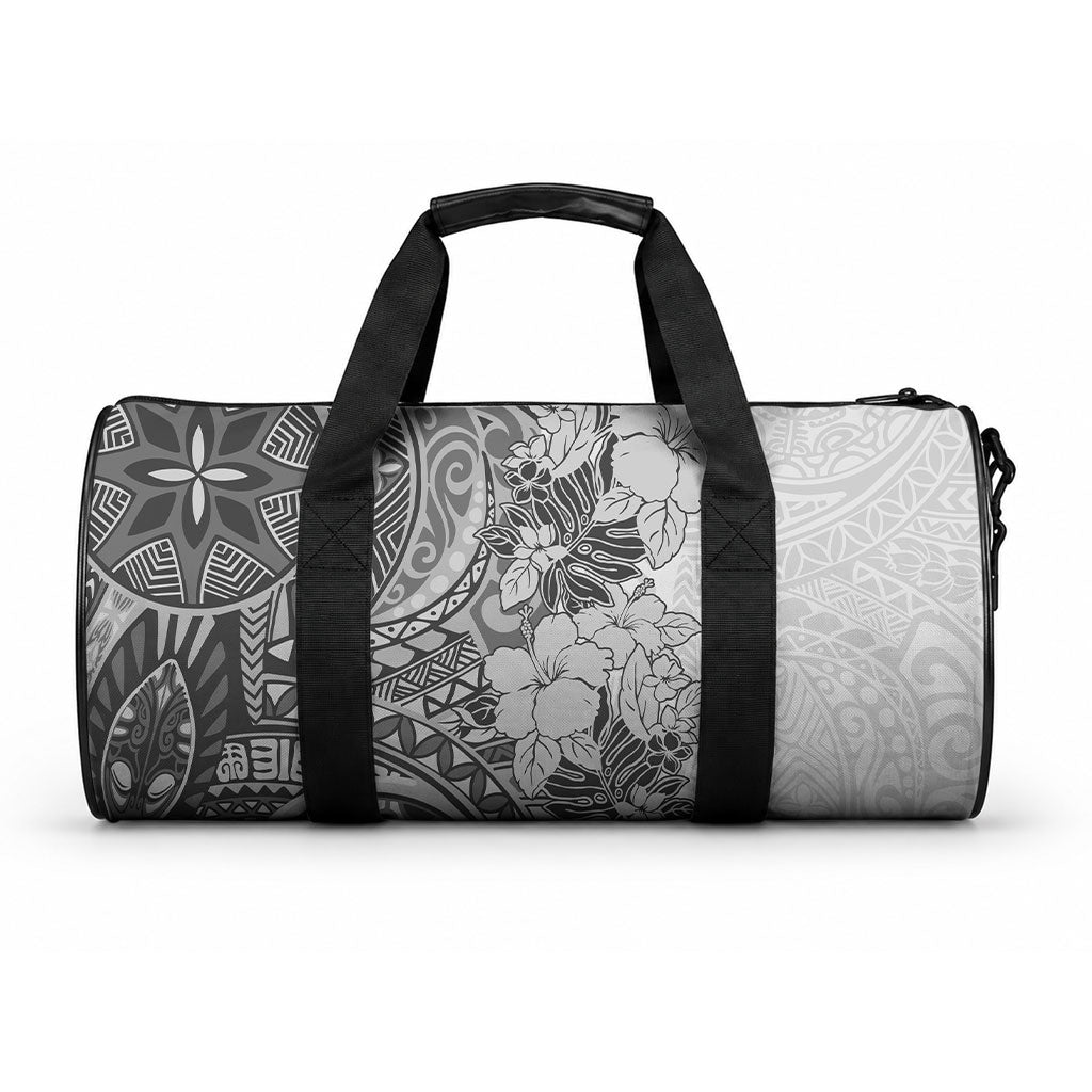 Polynesia Duffle Bag Hibiscus and Hawaiian Tribal Tattoo Retro Style Gray Color LT9 One size Gray - Polynesian Pride