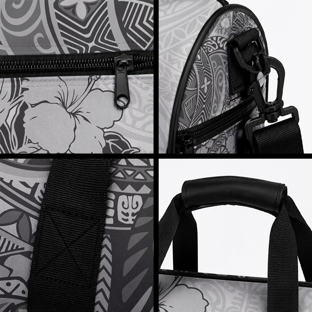 Polynesia Duffle Bag Hibiscus and Hawaiian Tribal Tattoo Retro Style Gray Color LT9 - Polynesian Pride