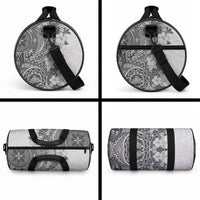 Polynesia Duffle Bag Hibiscus and Hawaiian Tribal Tattoo Retro Style Gray Color LT9 - Polynesian Pride