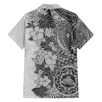 Polynesia Family Matching Puletasi Dress and Hawaiian Shirt Hibiscus and Hawaiian Tribal Tattoo Retro Style Gray Color LT9 - Polynesian Pride