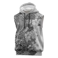 Polynesia Sleeveless Hoodie Hibiscus Hawaiian Tribal Tattoo Retro Gray LT9 Gray - Polynesian Pride