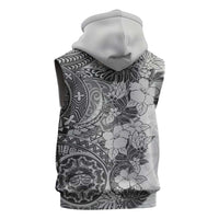Polynesia Sleeveless Hoodie Hibiscus Hawaiian Tribal Tattoo Retro Gray LT9 - Polynesian Pride