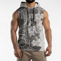 Polynesia Sleeveless Hoodie Hibiscus Hawaiian Tribal Tattoo Retro Gray LT9 - Polynesian Pride
