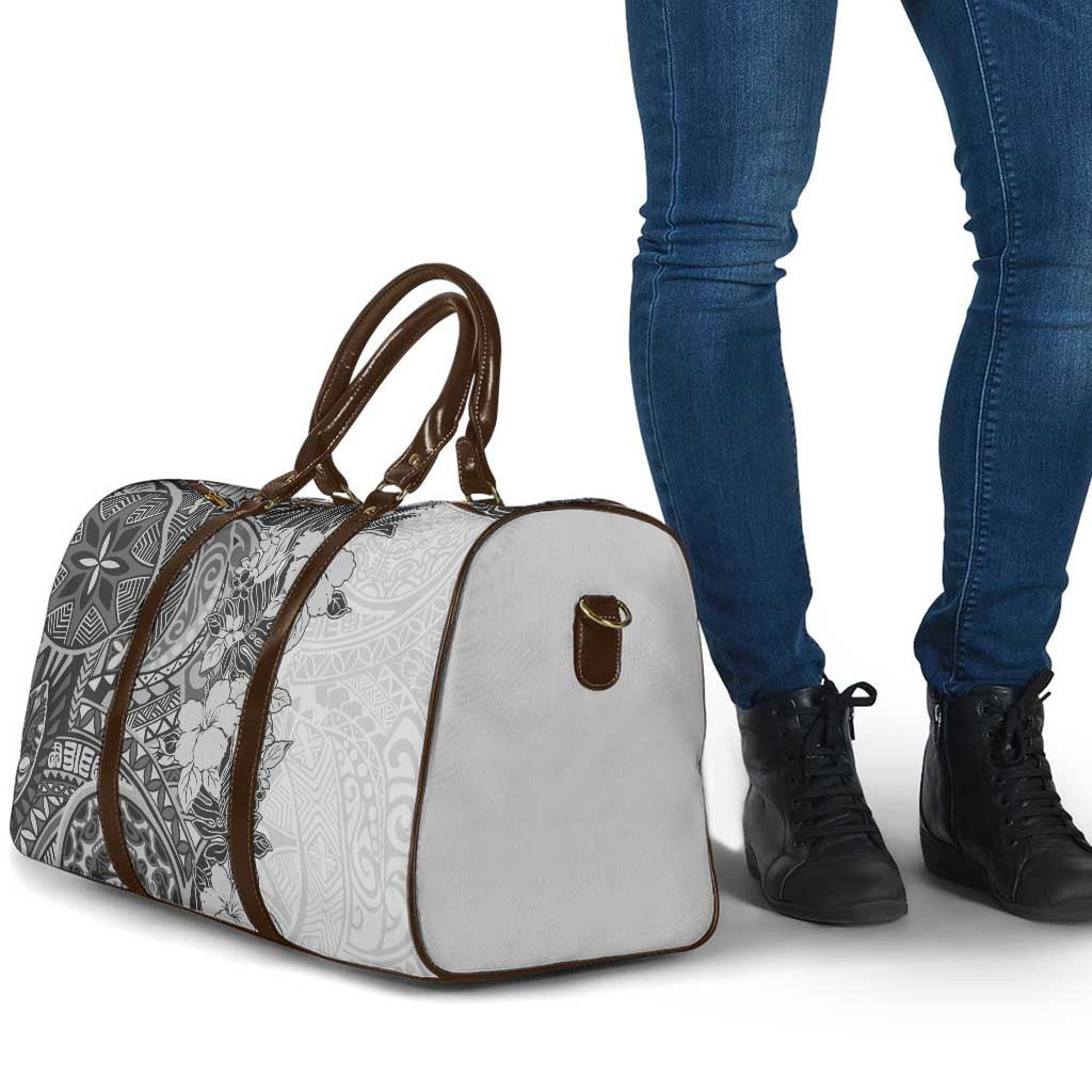 Polynesia Travel Bag Hibiscus Hawaiian Tribal Tattoo Retro Gray - Polynesian Pride
