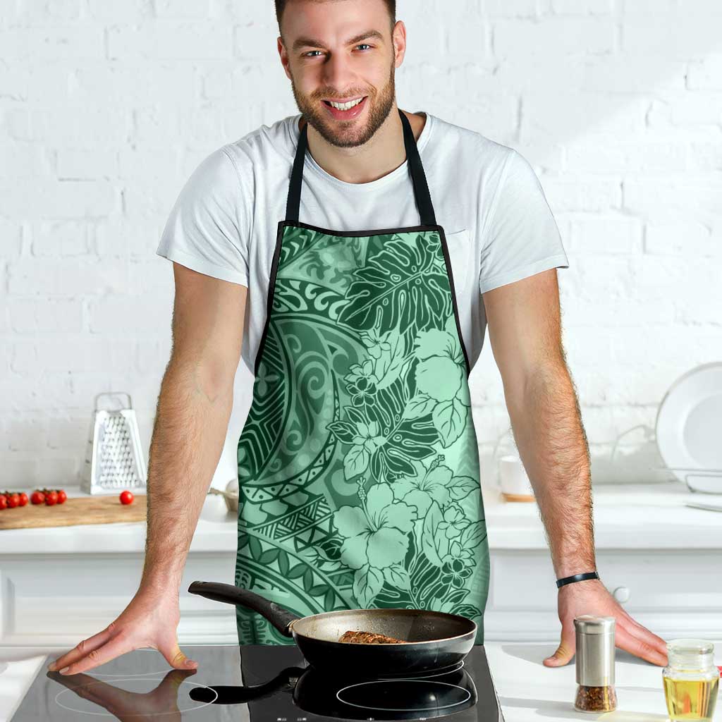 Polynesia Apron Hibiscus Hawaiian Tribal Tattoo Retro Green - Polynesian Pride