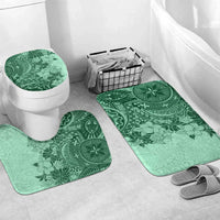 Polynesia Bathroom Set Hibiscus Hawaiian Tribal Tattoo Retro Green LT9 Mat Set Only (3 pcs) One Size Green - Polynesian Pride