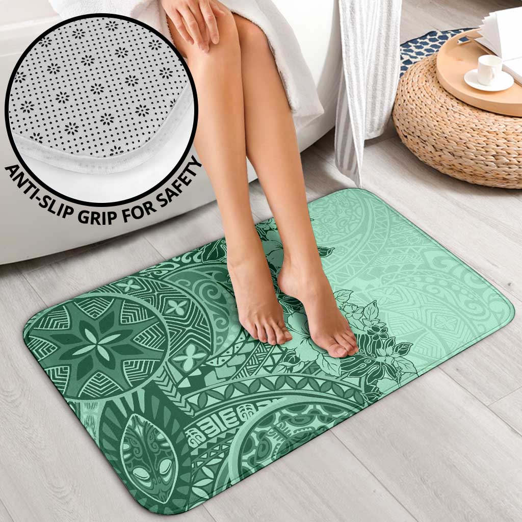 Polynesia Bathroom Set Hibiscus Hawaiian Tribal Tattoo Retro Green LT9 - Polynesian Pride