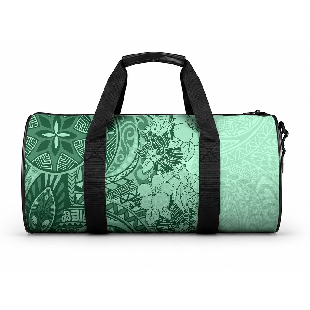 Polynesia Duffle Bag Hibiscus and Hawaiian Tribal Tattoo Retro Style Green Color LT9 One size Green - Polynesian Pride