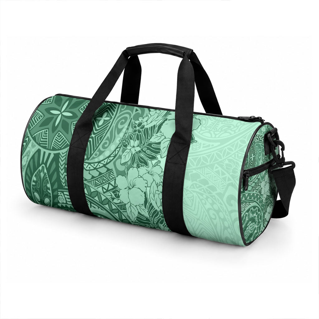 Polynesia Duffle Bag Hibiscus and Hawaiian Tribal Tattoo Retro Style Green Color LT9 - Polynesian Pride
