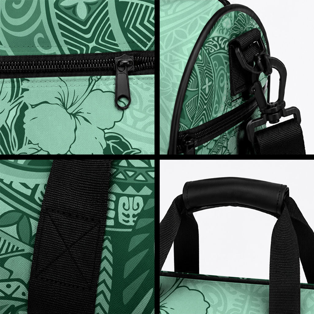 Polynesia Duffle Bag Hibiscus and Hawaiian Tribal Tattoo Retro Style Green Color LT9 - Polynesian Pride