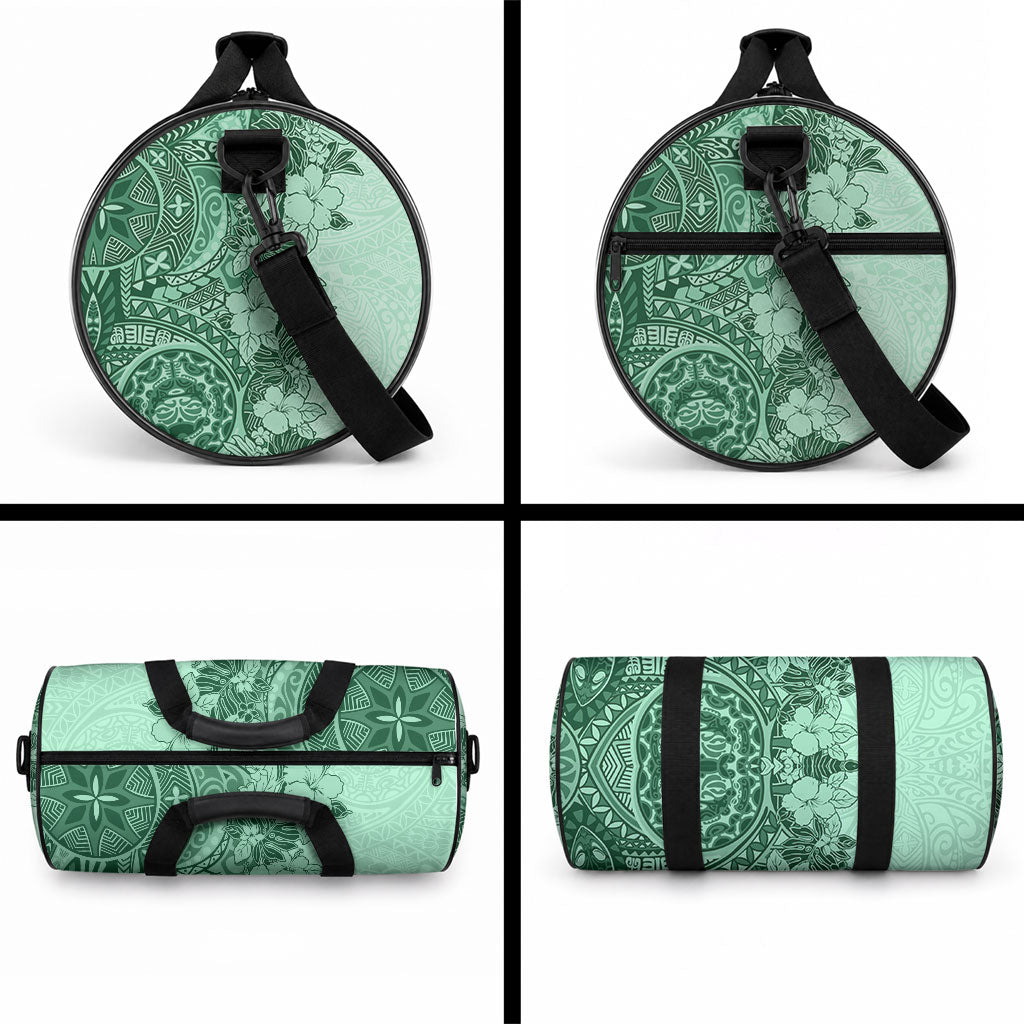 Polynesia Duffle Bag Hibiscus and Hawaiian Tribal Tattoo Retro Style Green Color LT9 - Polynesian Pride