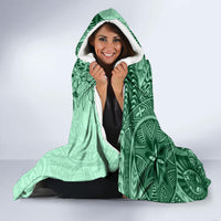 Polynesia Hooded Blanket Hibiscus and Hawaiian Tribal Tattoo Retro Style Green Color LT9 - Polynesian Pride