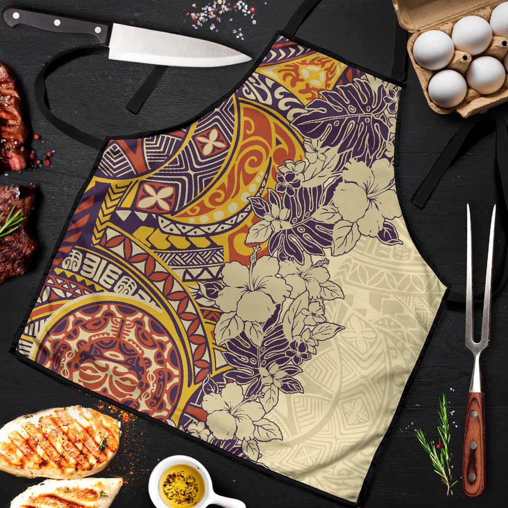 Polynesia Apron Hibiscus Hawaiian Tribal Tattoo Retro Tan - Polynesian Pride