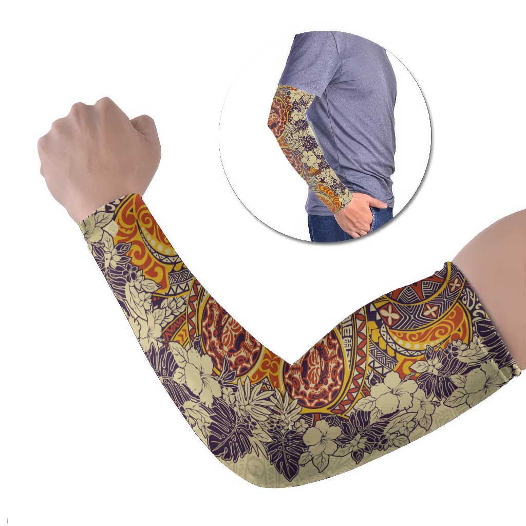 Polynesia Arm Sleeves Hibiscus Hawaiian Tribal Tattoo Retro Tan - Polynesian Pride