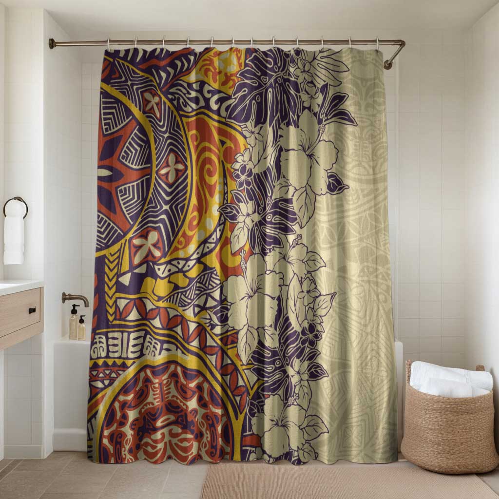 Polynesia Bathroom Set Hibiscus Hawaiian Tribal Tattoo Retro Tan - Polynesian Pride