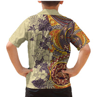 Polynesia Family Matching Mermaid Dress and Hawaiian Shirt Hibiscus and Hawaiian Tribal Tattoo Retro Style Tan Color LT9 - Polynesian Pride