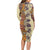 Polynesia Long Sleeve Bodycon Dress Hibiscus and Hawaiian Tribal Tattoo Retro Style Tan Color LT9 - Polynesian Pride