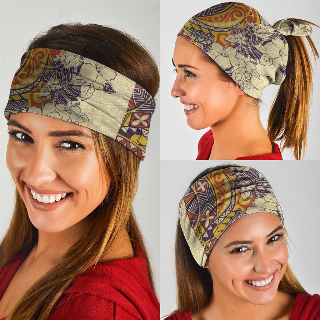 Polynesia Neck Gaiter Hibiscus Hawaiian Tribal Tattoo Retro Tan - Polynesian Pride