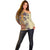Polynesia Off Shoulder Sweater Hibiscus and Hawaiian Tribal Tattoo Retro Style Tan Color LT9 - Polynesian Pride