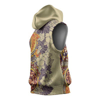 Polynesia Sleeveless Hoodie Hibiscus Hawaiian Tribal Tattoo Retro Tan LT9 - Polynesian Pride