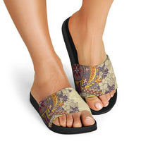 Polynesia Slide Sandals Hibiscus Hawaiian Tribal Tattoo Retro Tan - Polynesian Pride