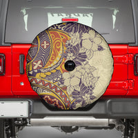 Polynesia Spare Tire Cover Hibiscus and Hawaiian Tribal Tattoo Retro Style Tan Color LT9 - Polynesian Pride