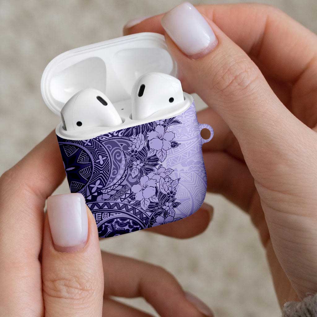 Polynesia AirPods Case Hibiscus Hawaiian Tribal Tattoo Retro Violet - Polynesian Pride