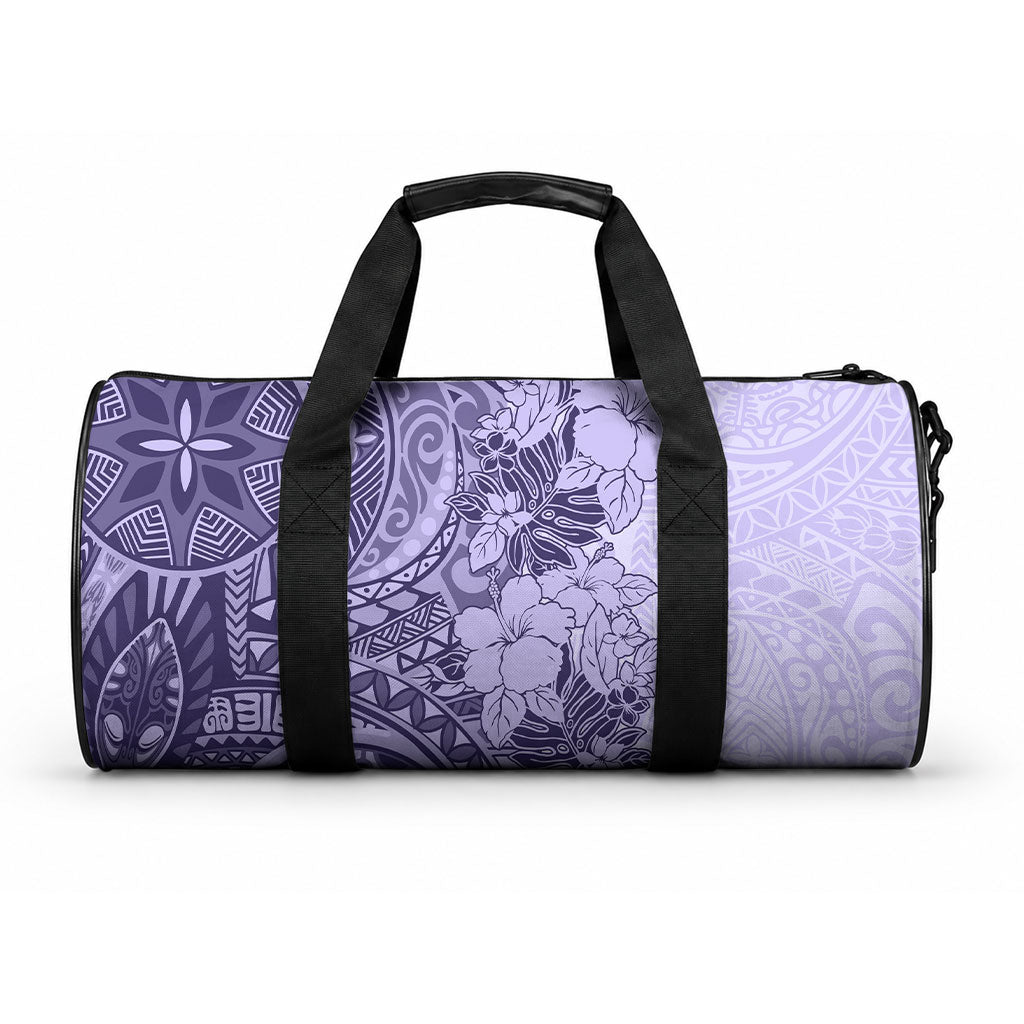 Polynesia Duffle Bag Hibiscus and Hawaiian Tribal Tattoo Retro Style Violet Color LT9 One size Violet - Polynesian Pride