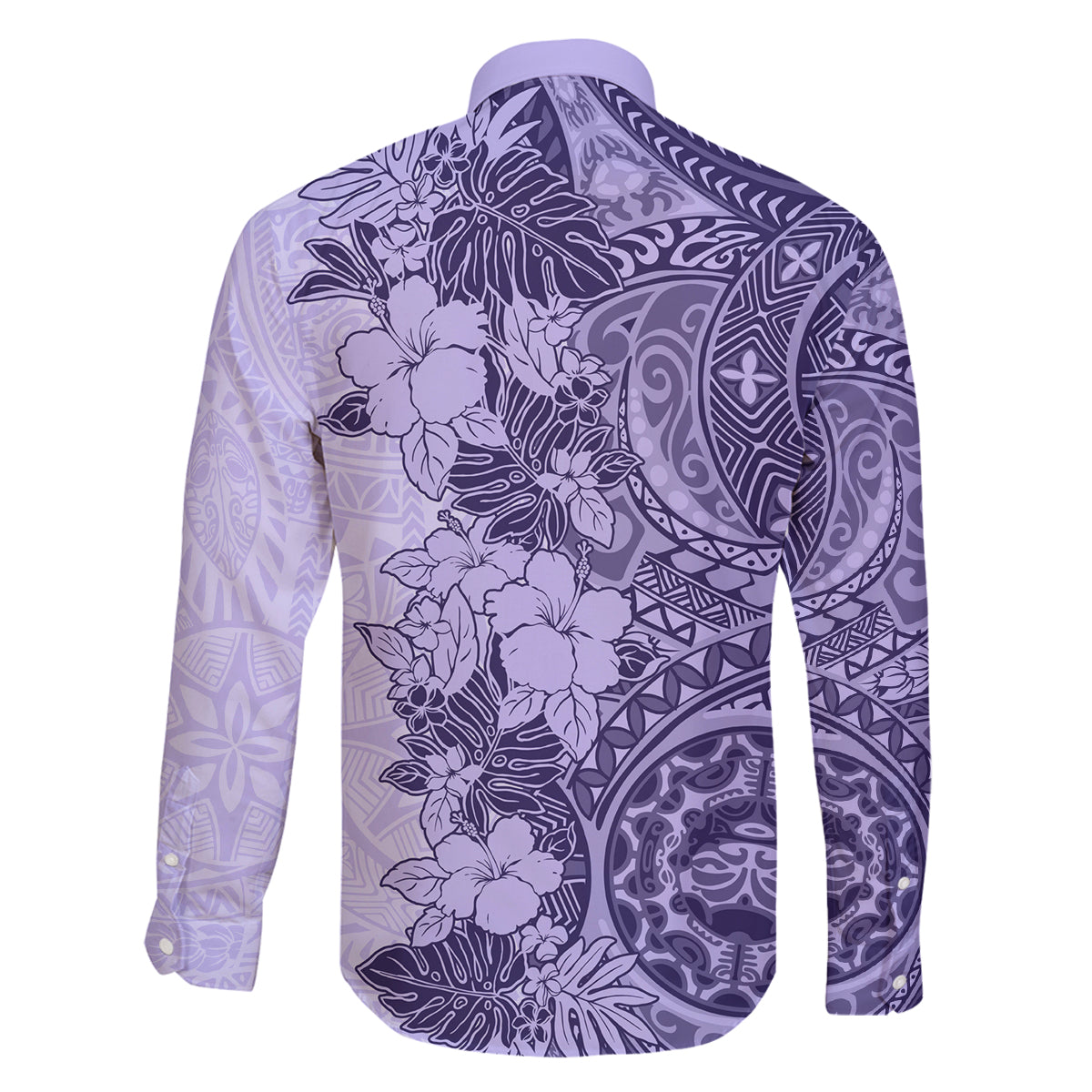 Polynesia Family Matching Off Shoulder Maxi Dress and Hawaiian Shirt Hibiscus and Hawaiian Tribal Tattoo Retro Style Violet Color LT9 - Polynesian Pride