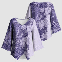 Polynesia Kimono Sleeve Blouse Hibiscus Hawaiian Tribal Tattoo Retro Violet LT9 - Polynesian Pride