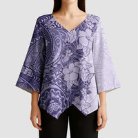 Polynesia Kimono Sleeve Blouse Hibiscus Hawaiian Tribal Tattoo Retro Violet LT9 - Polynesian Pride