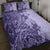 Polynesia Quilt Bed Set Hibiscus and Hawaiian Tribal Tattoo Retro Style Violet Color LT9 - Polynesian Pride