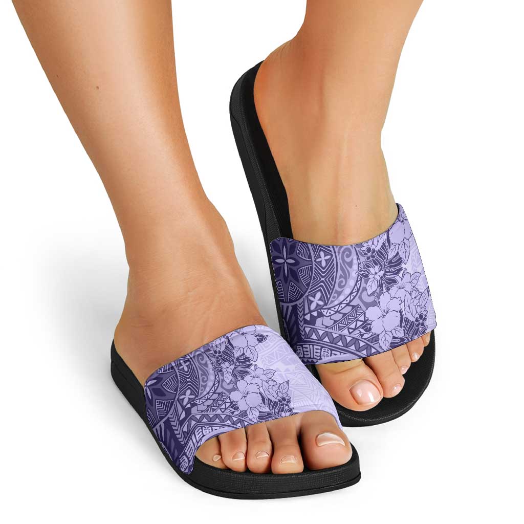Polynesia Slide Sandals Hibiscus Hawaiian Tribal Tattoo Retro Violet - Polynesian Pride