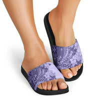 Polynesia Slide Sandals Hibiscus Hawaiian Tribal Tattoo Retro Violet - Polynesian Pride