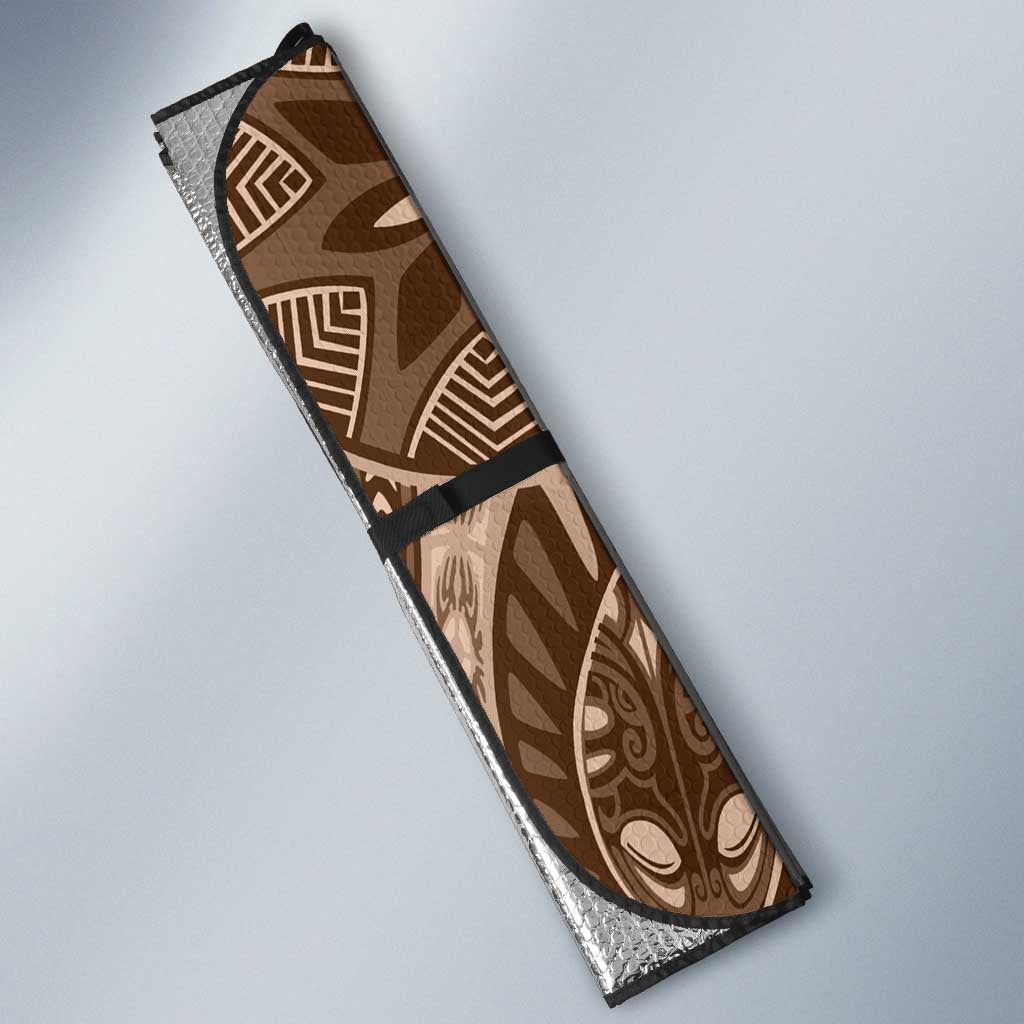 Polynesia Auto Sun Shade Hibiscus Hawaiian Tribal Tattoo Retro Pink Pastel - Polynesian Pride